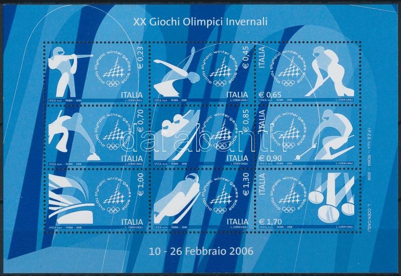 Winter Olympics, Turin mini sheet, Téli olimpia, Turin kisív