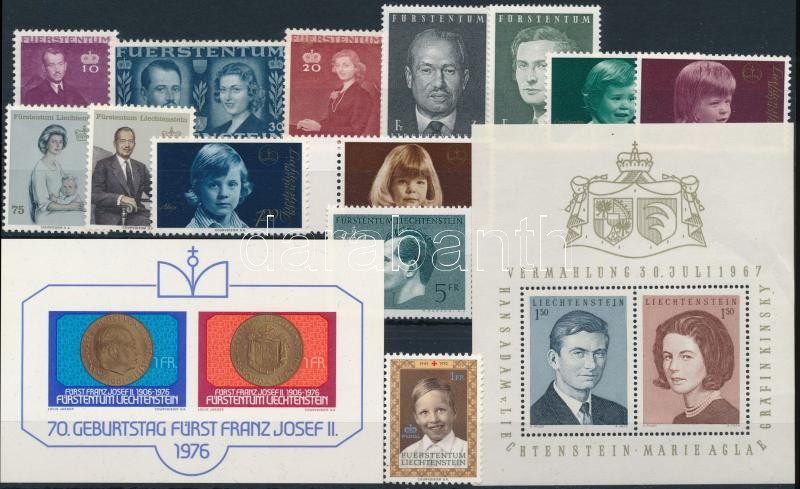 1943-1977 Princely family 13 stamps + 2 blocks, 1943-1977 Hercegi család motívum 13 klf bélyeg + 2 klf  blokk