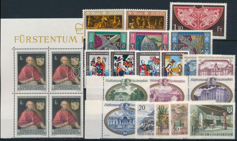 1974-1985 20 stamps + corner block of 4, 1974-1985 20 klf bélyeg + ívsarki 4-es tömb