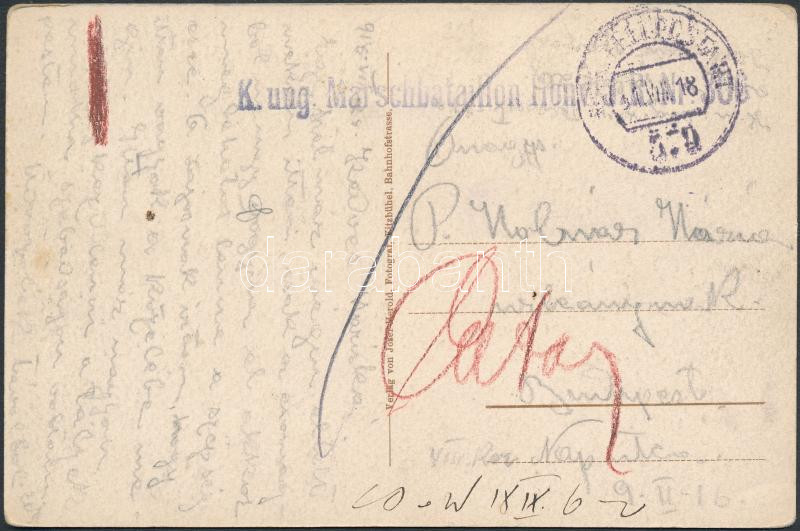 Austria-Hungary Field postcard &quot;K. ung. Marschbataillon Honv. ...&quot; + &quot;FP 579&quot; (?), Tábori posta képeslap &quot;K. ung. Marschbataillon Honv. ...&quot; + &quot;FP 579&quot; (?)