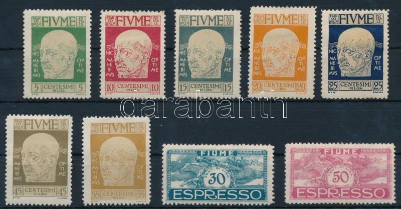 Definitive 9 diff stamps (gum disturbances), 9 klf Forgalmi érték  (gumi sérülések / gum disturbances)