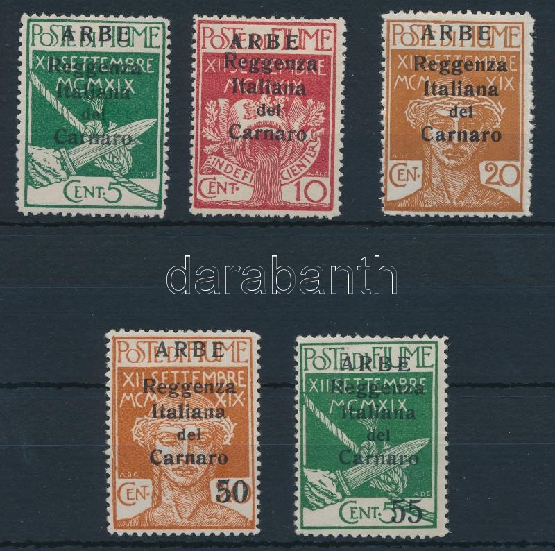 Carnaro 5 definitive stamps (5C gum disturbance), Carnaro-sziget 5 klf Forgalmi (5C betapadás)