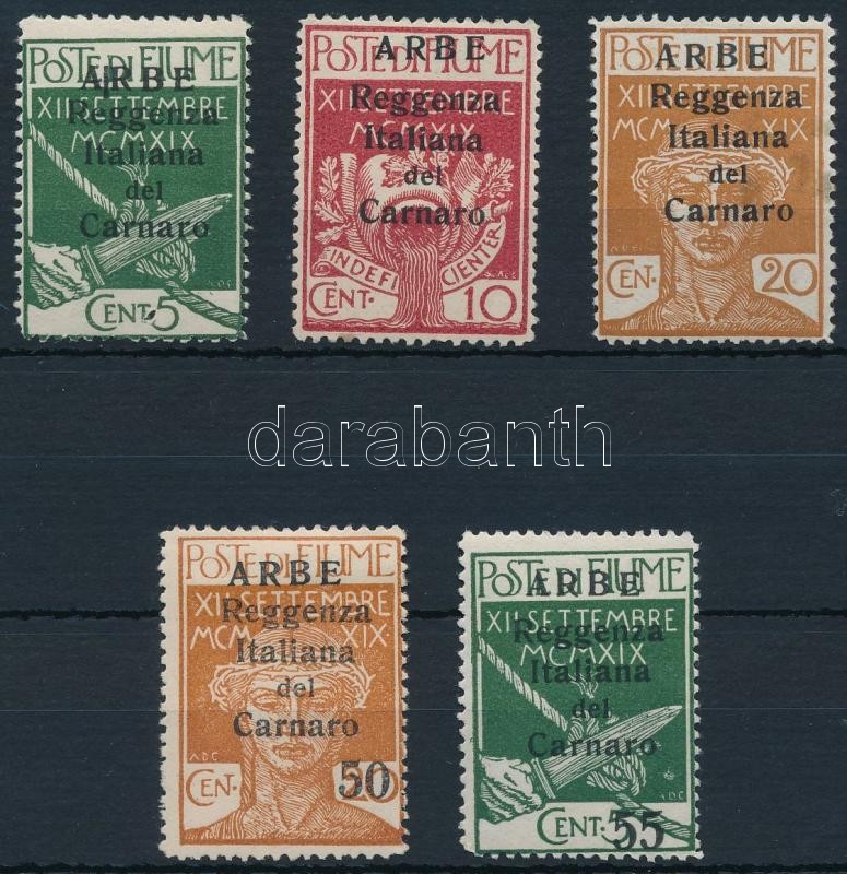 Carnaro 5 definitive stamps (5C damaged), Carnaro-sziget 5 klf Forgalmi (5C sérült)
