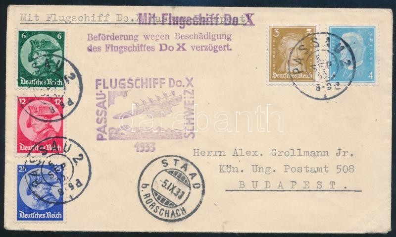 Cover mailed for the failed Passau-Budapest flight, A Dornier Do. X elmaradt budapesti repülésére feladott levél