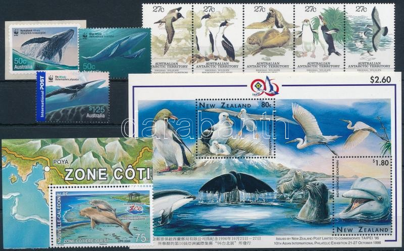 1983-2009 Sea animals 1 set + 1 block + 4 stamps, 1983-2009 Tengeri állatok motívum 1 db sor + 1 db blokk + 4 db önálló érték