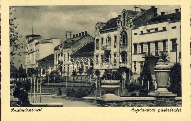 Szatmárnémeti, Árpád utca, park, Satu Mare, street, park