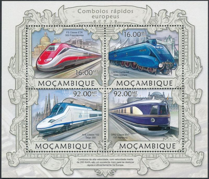 High-speed trains mini sheet, Nagysebességű vonatok kisív