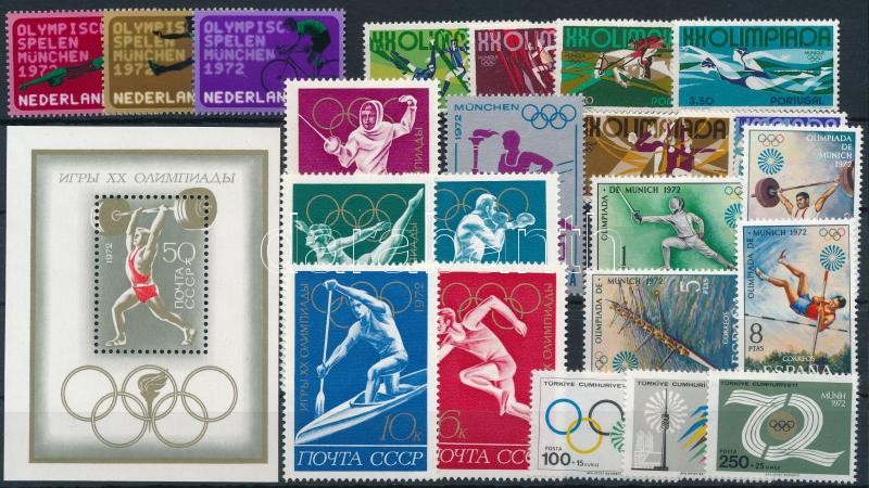 Olimpia motívum főleg európai országok kiadásai: 1 klf önálló érték + 12 klf sor + 3 klf blokk, Olympics (mostly European) 1 stamp + 12 sets + 3 blocks