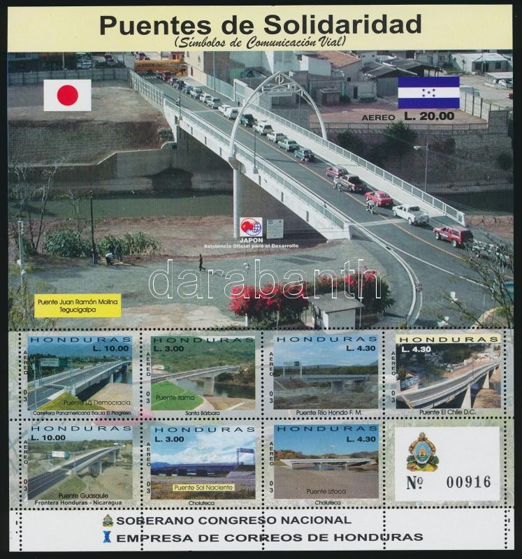 Japan-Honduran cooperation; Bridges minisheet, Japán-hondurasi együttműködés; Hidak kisív