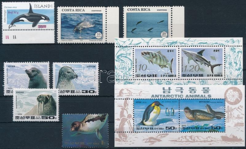 1993-2001 Tengeri állatok motívum 2 db sor + 2 db blokk + 2 db önálló érték, 1993-2001 Sea animals 2 sets + 2 blocks + 2 individual values