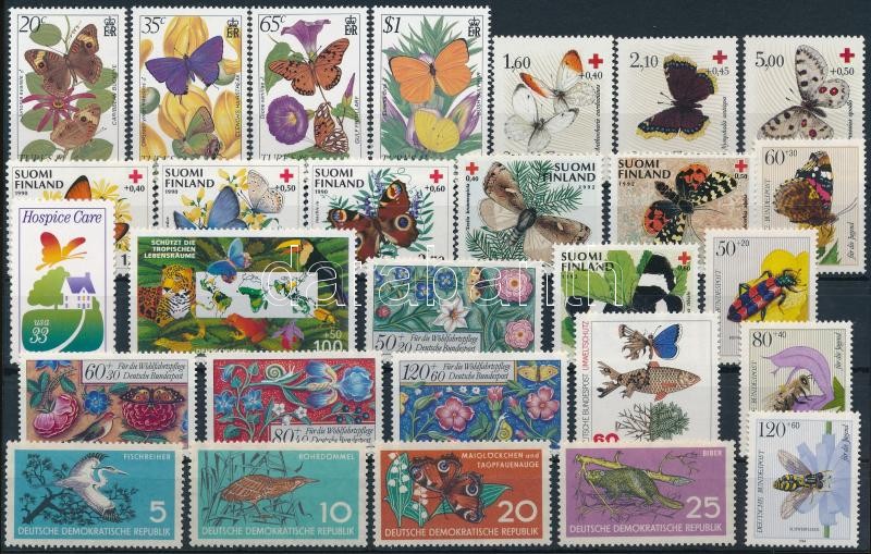 Butterfly, nature 28 stamps, Lepke, Természet motívum 28 klf bélyeg