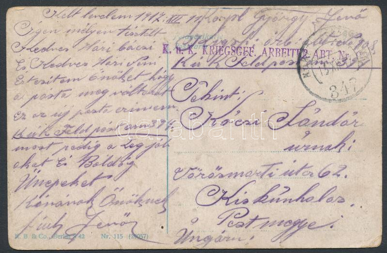 Austria-Hungary Field postcard &quot;K.u.k. KRIEGSGEF. ARBEITER ABT.&quot; + &quot;FP 347&quot;, Tábori posta képeslap &quot;K.u.k. KRIEGSGEF. ARBEITER ABT.&quot; + &quot;FP 347&quot;