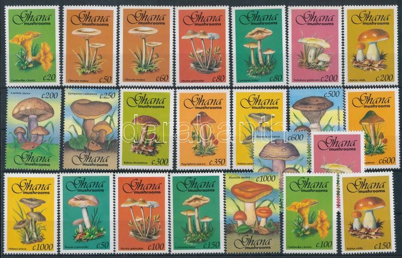 Mushrooms set without closing stamp, Gombák sor záróérték nélkül