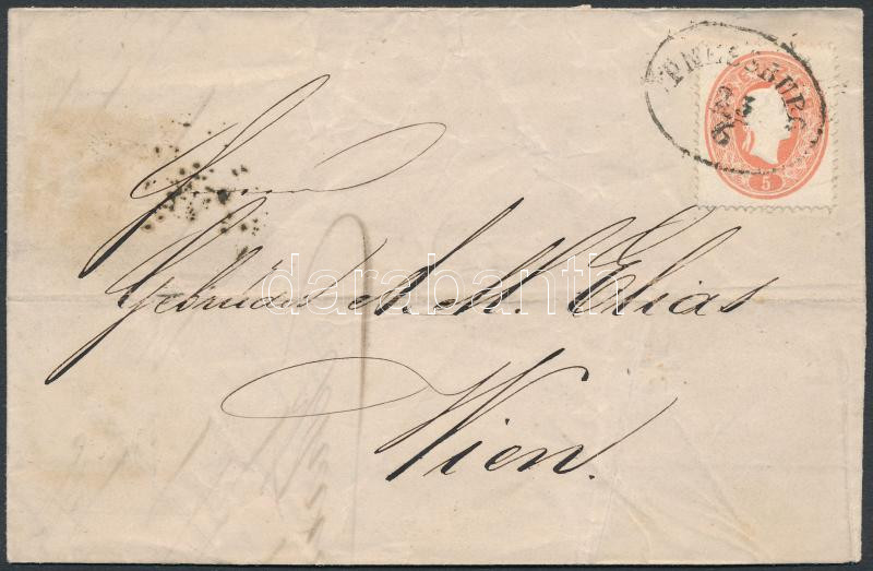 5kr on cover, 5kr levélen "PRESSBURG" - "WIEN"