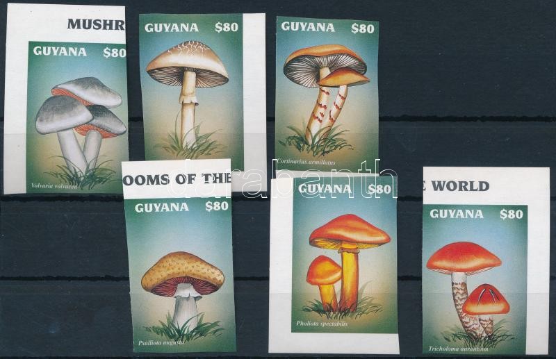 Gomba sor 6  vágott értéke, Mushrooms 6 imperf stamps