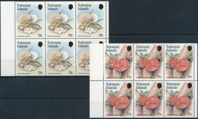 Gomba sor 2 értéke ívszéli hatostömbökben, Mushroom set 2 values margin blocks of 6