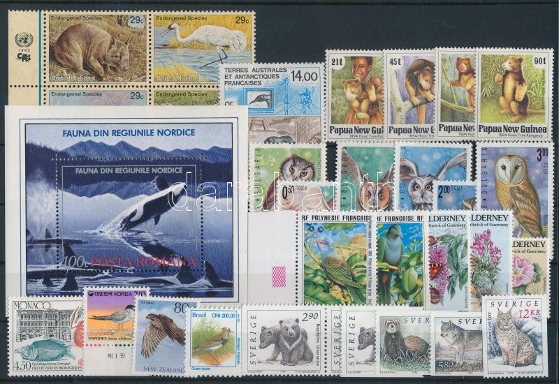 1992-1997 Állat motívum 30 db bélyeg, közte teljes sorok és ívszéli értékek, összefüggések + blokk, 1992-1997 Animals 30 stamps + block