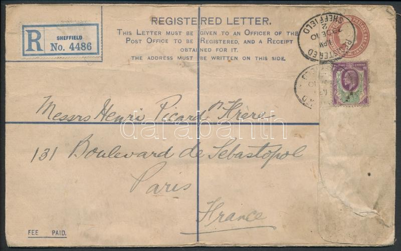 Ajánlott levél Párizsba, Registered cover to Paris