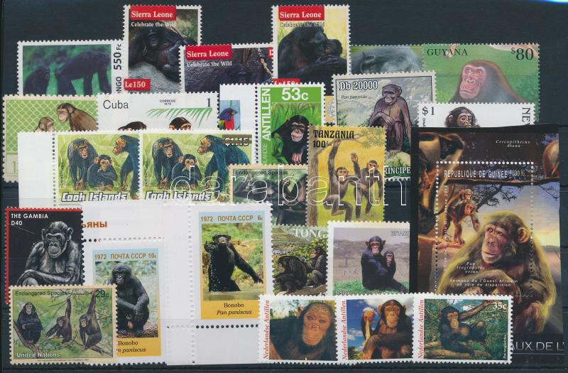 Monkey 1993-2015 25 stamps, Majom motívum 1993-2015 25 klf önálló érték