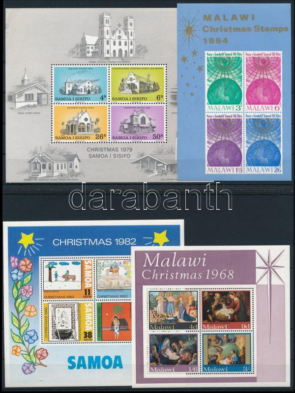 1964-1995 Christmas 7 blocks + 1 stamp, 1964-1995 Karácsony motívum 7 klf blokk + 1 db önálló érték 4 db stecklapon