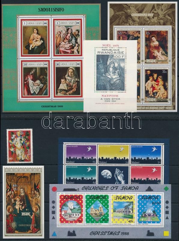 1969-1995 Karácsony motívum 6 klf blokk + 1 db önálló érték 2 db stecklapon, 1969-1995 Christmas 6 blocks + 1 stamp