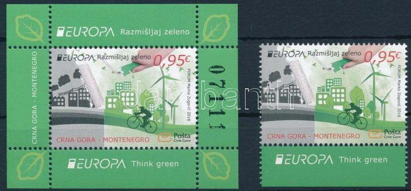 Europa CEPT, Környezettudatosság ívszéli bélyeg + blokk, Europa CEPT, Environmental Awareness margin stamp with coupon + block