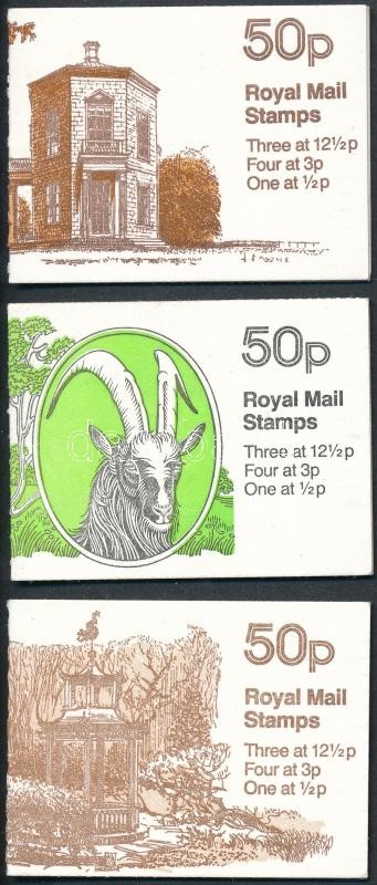 Romok és kecske 3 klf bélyegfüzet, Ruins and goat 3 diff stamp booklets