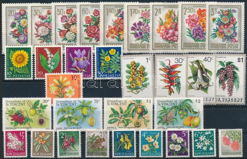 1960-1985 Flowers 3 sets + 14 stamps, 1960-1985 Virág motívum 3 klf sor + 14 db önálló érték