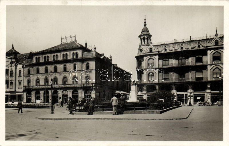 Nagyvárad, Horthy Miklós tér, Hotel Palace, étterem, szobor, Oradea, square, Hotel Palace, restaurant, statue