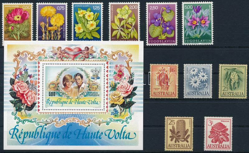 1959-1983 Flower 1 set + 1 block + 5 stamps, 1959-1983 Virág motívum 1 sor + 1 blokk + 5 db önálló érték