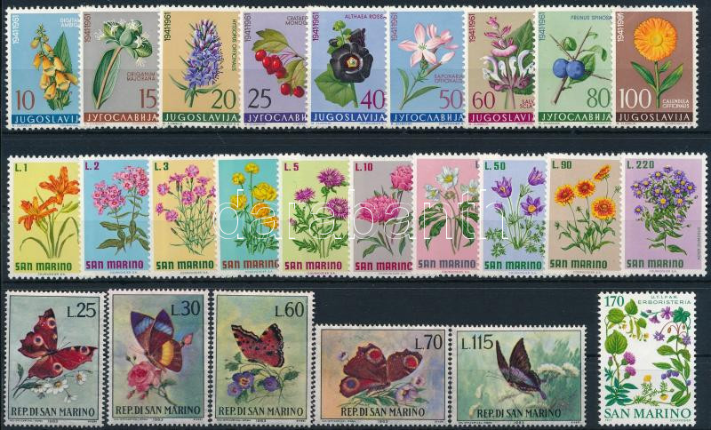 1961-1977 Flower 3 sets + 1 stamp, 1961-1977 Virág motívum 3 klf sor + 1 db önálló érték