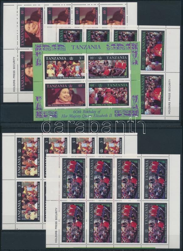 II. Erzsébet 60. születésnapja kisív sor + blokk, Elizabeth II. mini sheet set + block