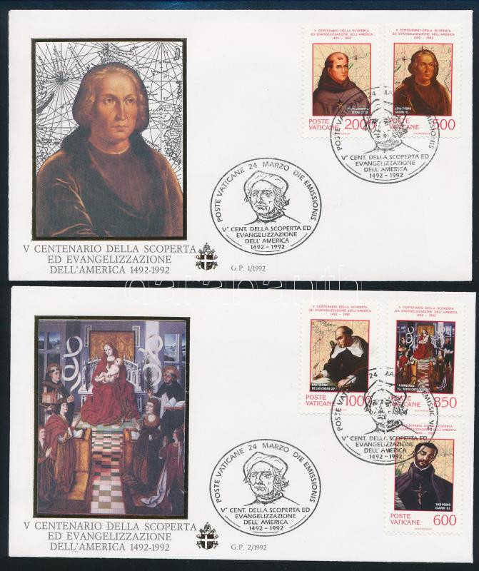 Discovery of America set on 2 FDC, Amerika felfedezésének 500. évfordulója sor 2 db FDC-n