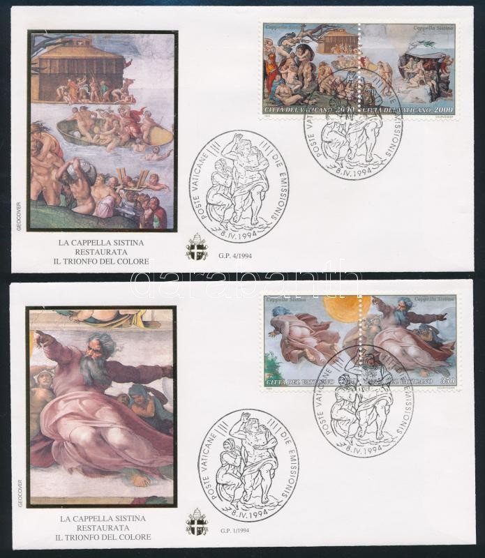 Sixtus-kápolna freskói sor 4 db FDC-n, Sistine Chapel frescoes set 4 FDCs
