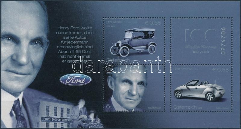 Ford automobil 100. évfordulója blokk, Ford automobile block