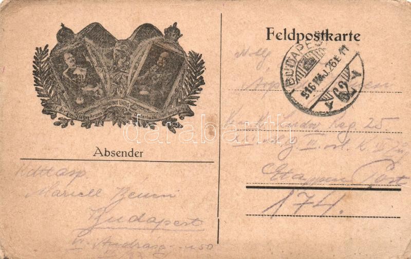 Wilhelm II, Franz Joseph, Viribus Unitis propaganda card, II. Vilmos, Ferenc József, Viribus Unitis propaganda lap