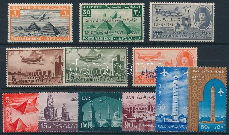 1933-1964 12 diff airmail stamps, 1933-1964 12 klf Repülő légiposta bélyeg