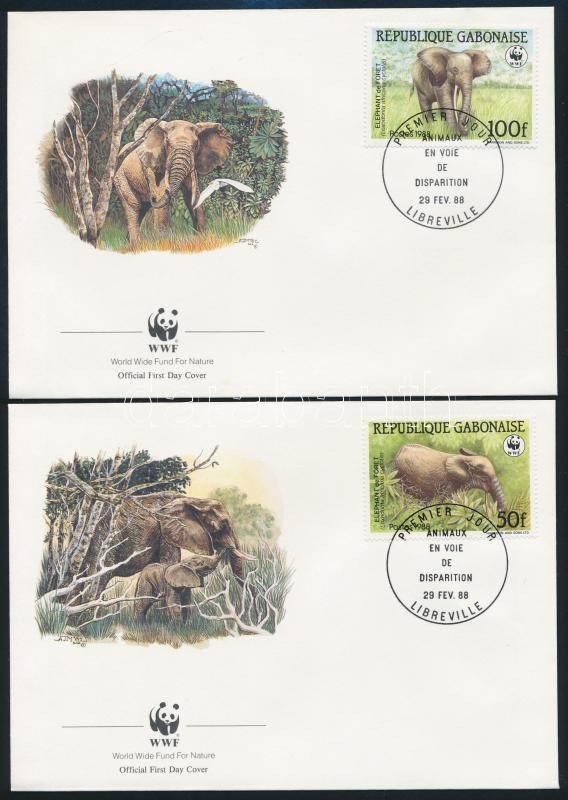 WWF: Erdei elefánt sor 4 db FDC-n, WWF Forest elephants set 4 FDC