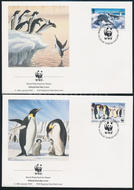 WWF: Seals and penguins on 4 FDC, WWF: Fókák és pingvinek 4 érték 4 db FDC-n