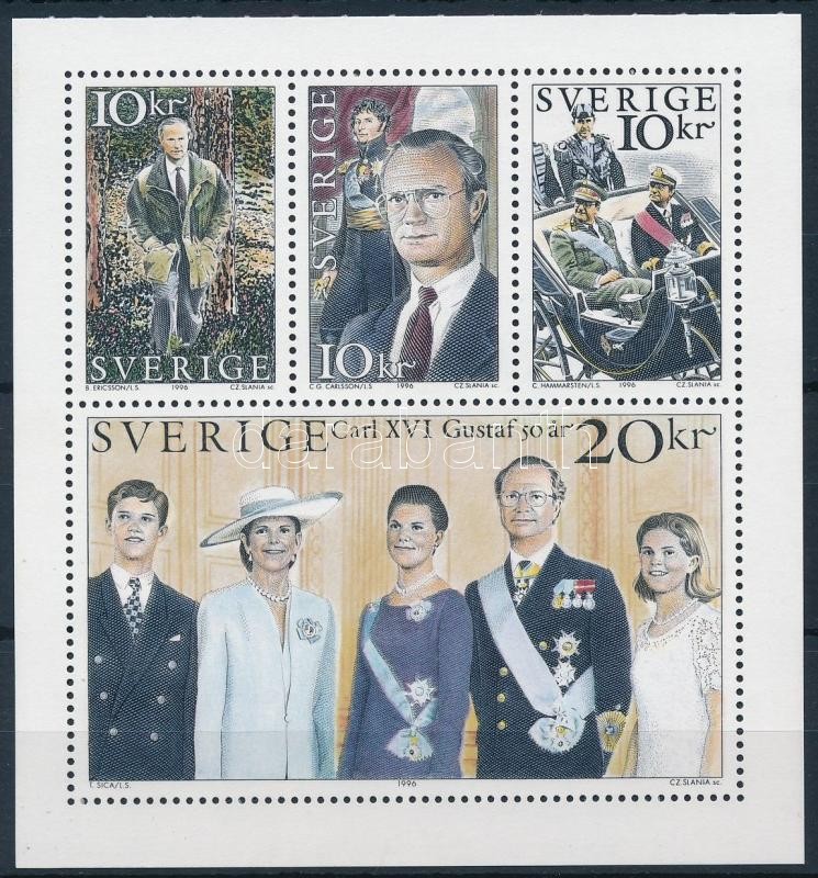 Carl Gustaf király 50. születésnapja bélyegfüzet lap, King Carl Gustaf  stamp-booklet sheet