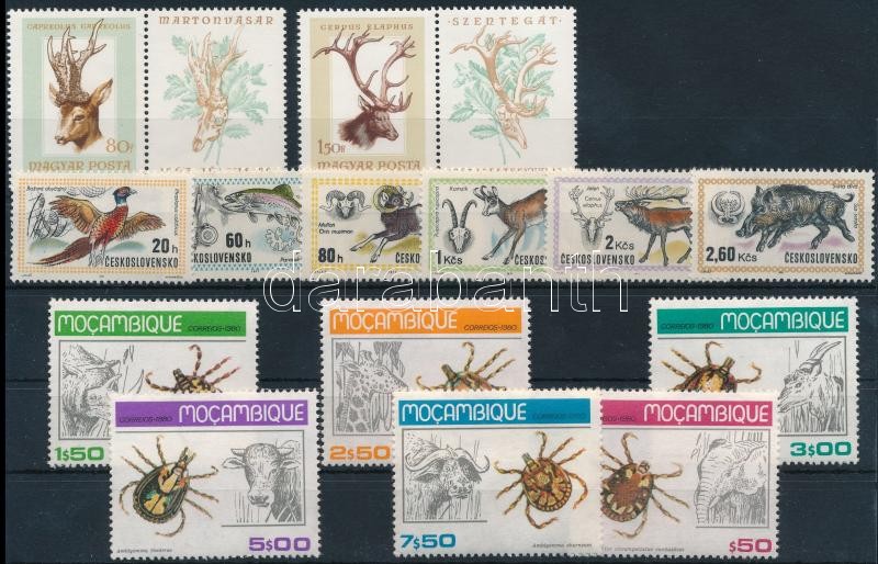 1957-1986 Állat motívum 7 klf sor + 3 db önálló érték 2 stecklapon, 1957-1986 Animals 7 sets + 3 stamps