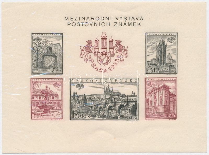 Nemzetközi Bélyegkiállítás Prága vágott blokk, International Stamp Exhibition Prague imperf block