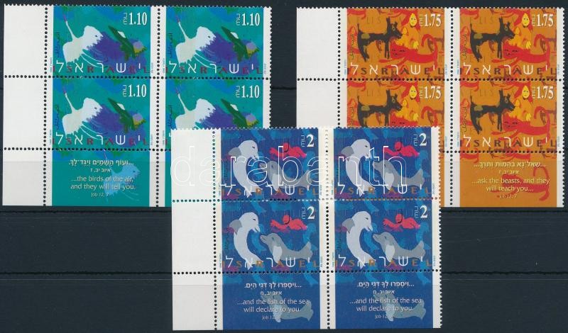 Emberek és állatok sor 4-es tömbökben, benne 2-2 tabos bélyeg, People and animals set in blocks of 4