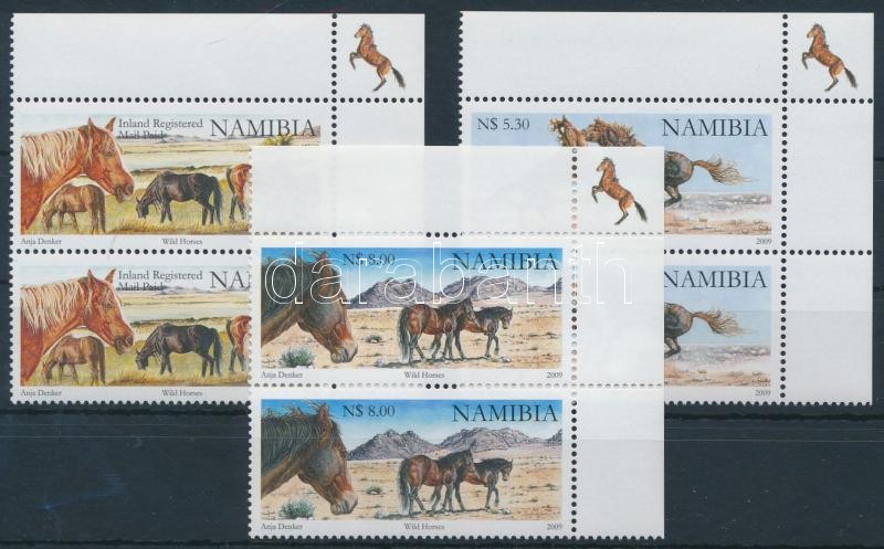 Ló sor 3 értéka ívsarki párokban (hiányzik Mi 1316), Horse 3 stamp in corner pairs (Mi 1316 missing)