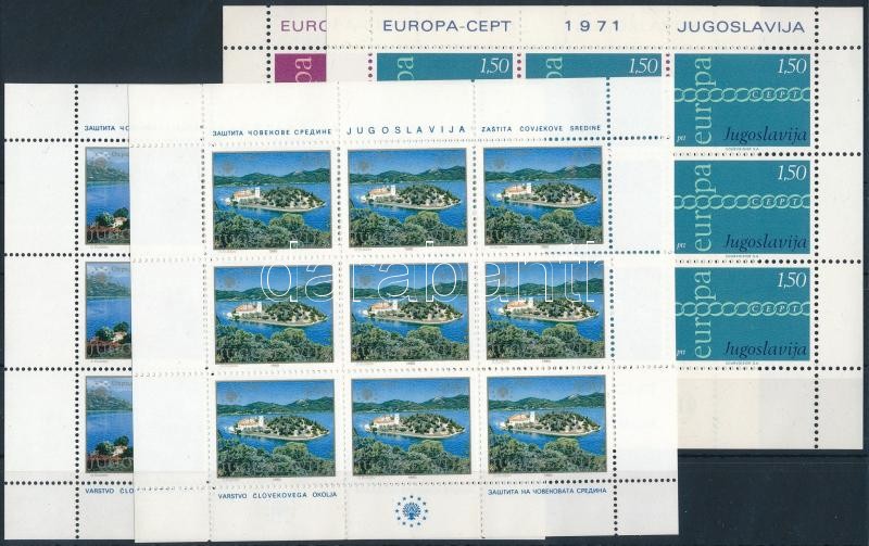 1971-1980 Europa CEPT 2 diff minisheet set, 1971-1980 Europa CEPT 2 klf kisívsor