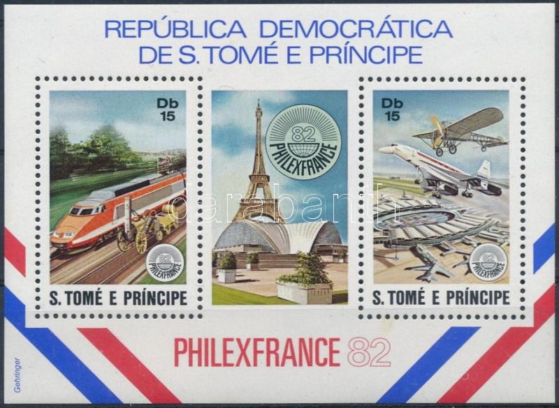 Philex france bélyegkiállítás mozdonyok, repülők  blokk, Philex France Stamp Exhibition locomotives, planes block