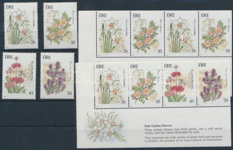 Garden flowers set + stamp-booklet sheets, Kerti virágok sor +  bélyegfüzetlapok