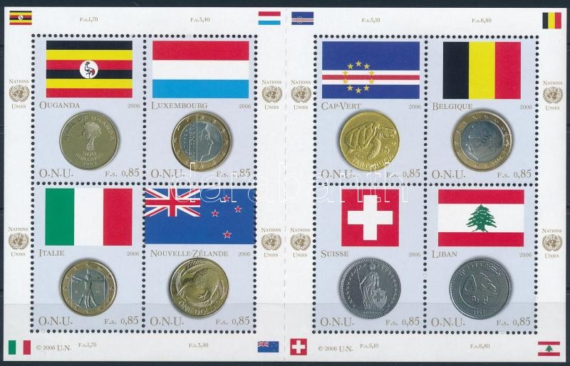 Flags and coins of the members mini sheet, Tagállamok zászlói és pénzérméi kisív