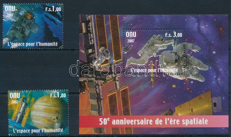 50th anniversary of Space travel set + block, 50 éves az űrutazás sor + blokk