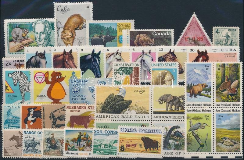 Állat motívum 37 klf bélyeg, benne 2 klf négyestömb tengerentúli országokból az 1950-1980-as évekből, Animals 37 stamps